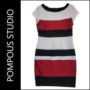 Pompous Studio Women Sheath Short Sleeve Dress Stripe Size 12